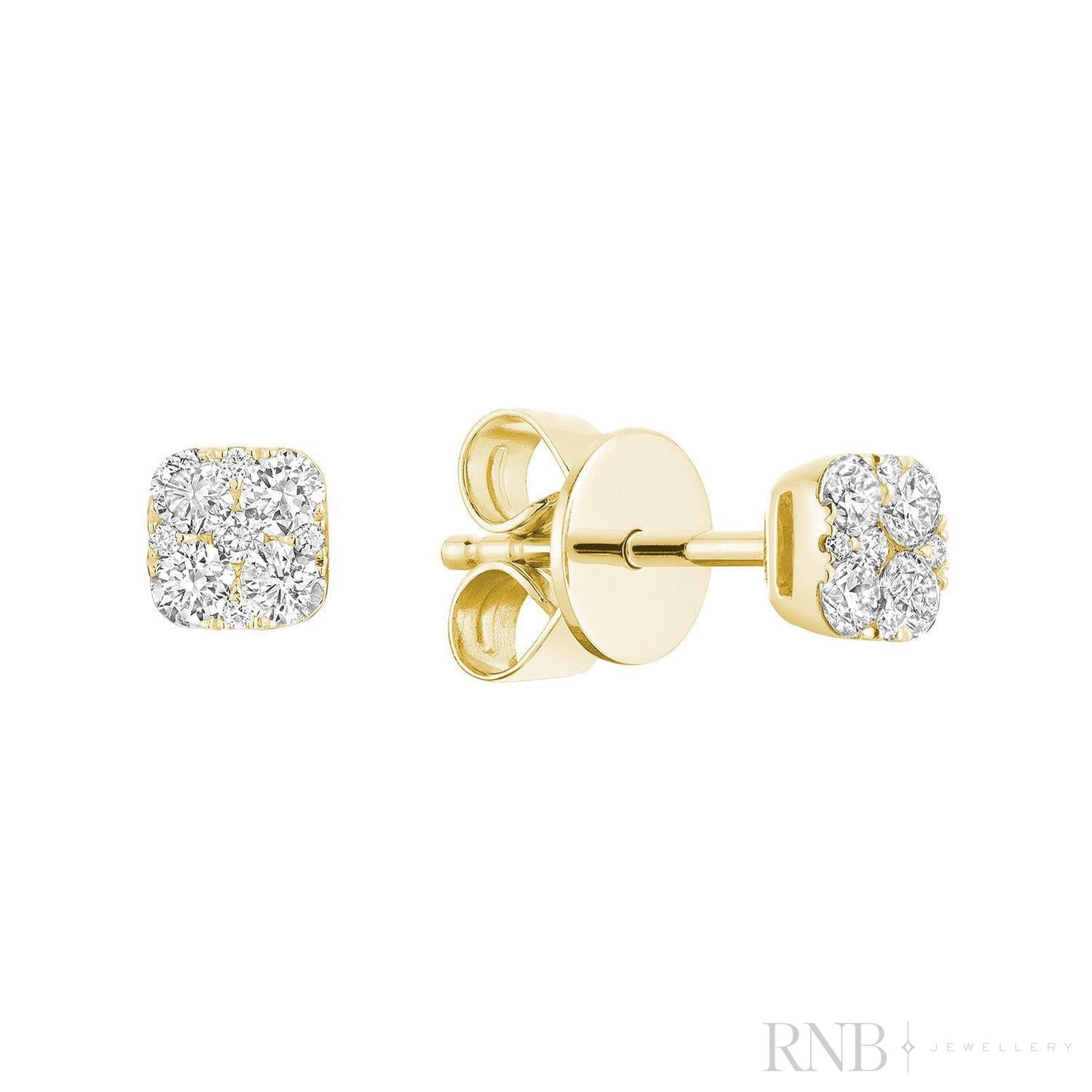 Pave Square Diamond Stud Earrings