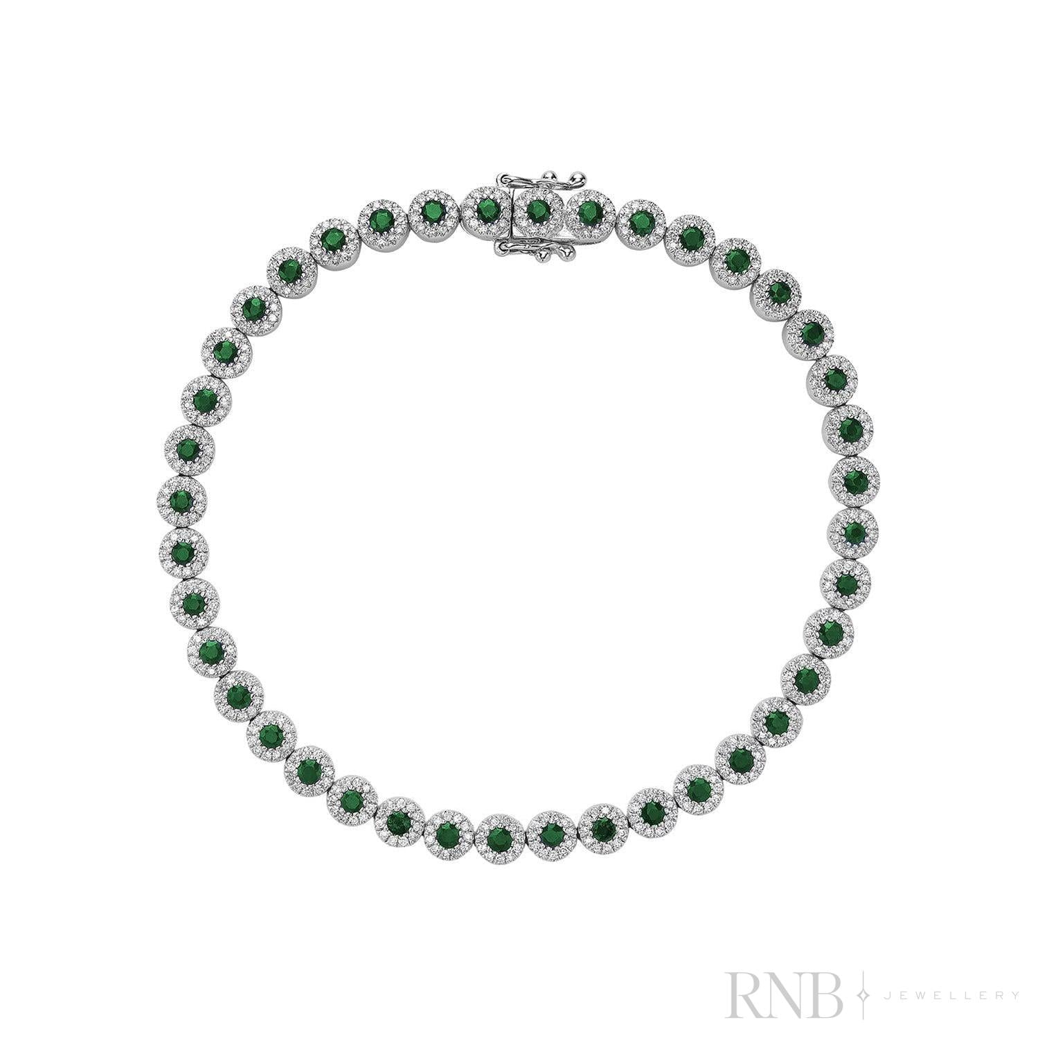 Precious Stone & Diamond Halo Tennis Bracelet