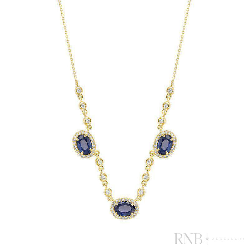 Blue Sapphire & Diamond Pendant - Pendentif en Diamant & Sapphire