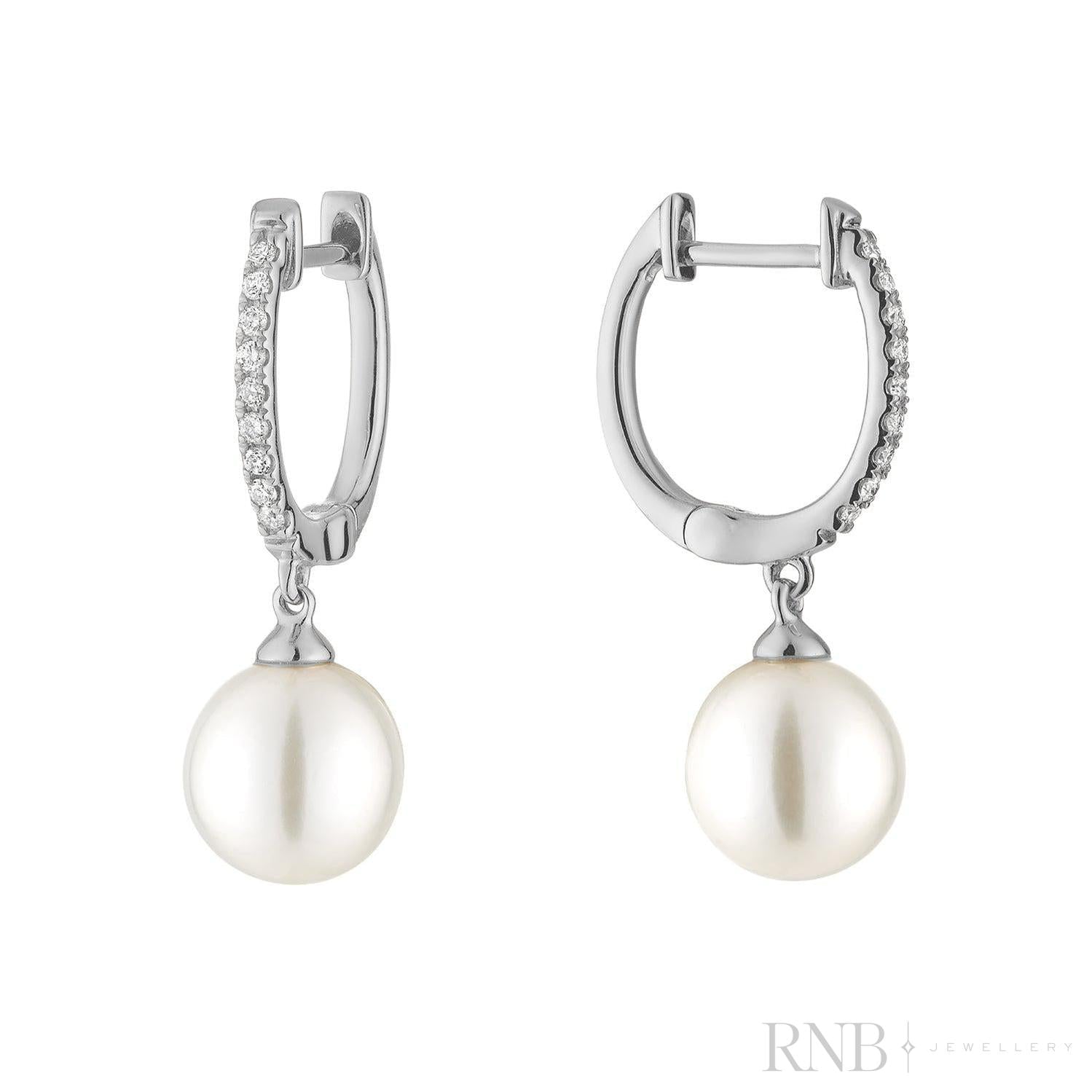 Cultured Pearl & Diamond Dangle Earrings