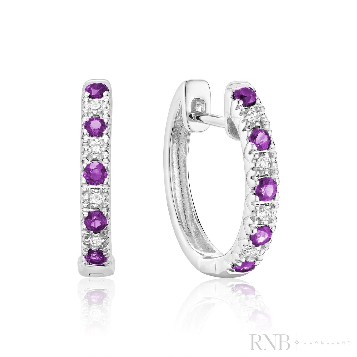 Precious Stone & Diamond Huggie Earrings