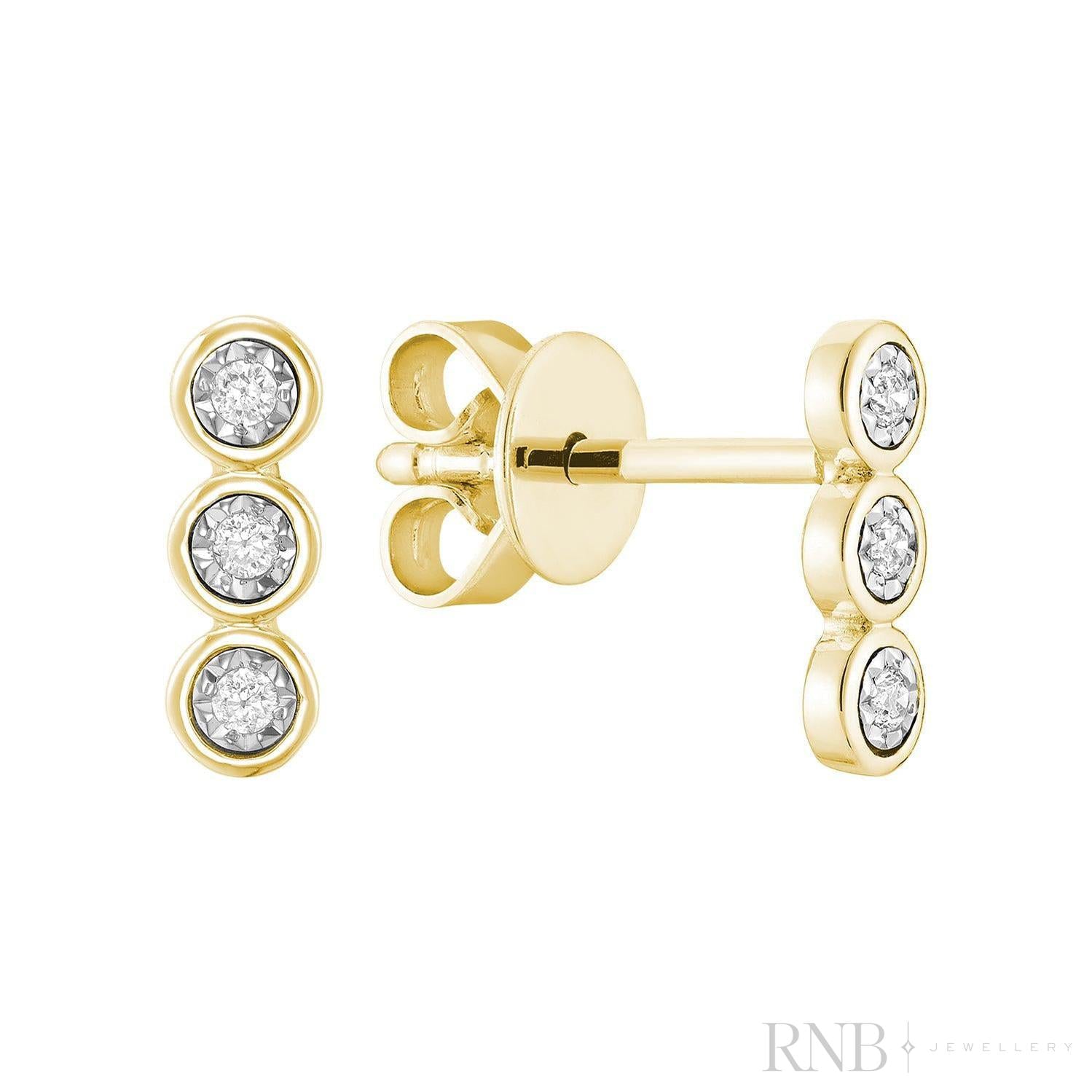 Trinity Bezel Illusion Diamond Stud Earrings