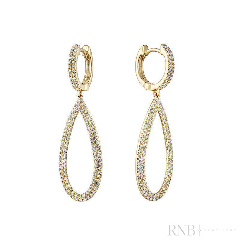 Pave Dangle Diamond Pear Shape Earrings
