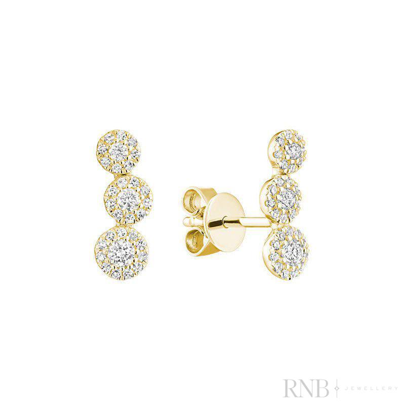 Triple Circle Diamond Cluster Earrings