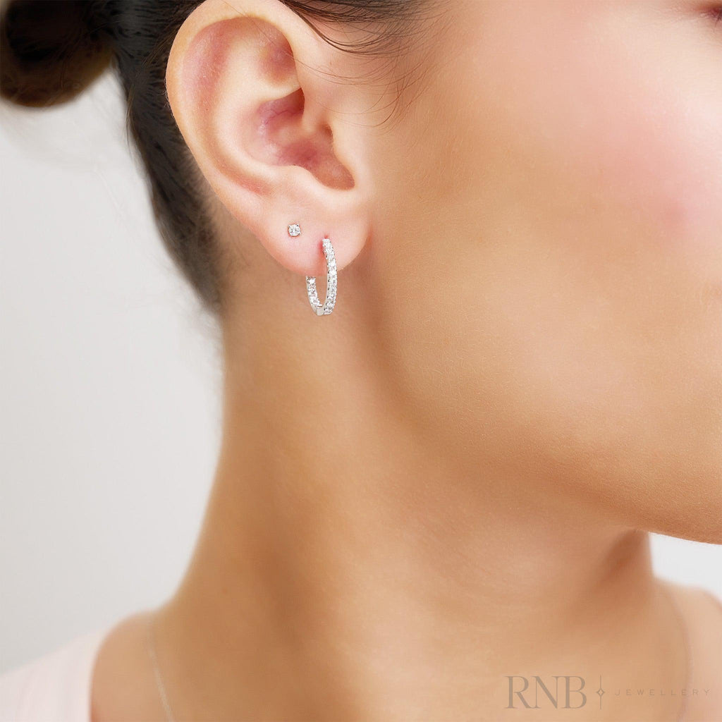 Inside Out Diamond Loop Round Shape Earrings-RNB Jewellery