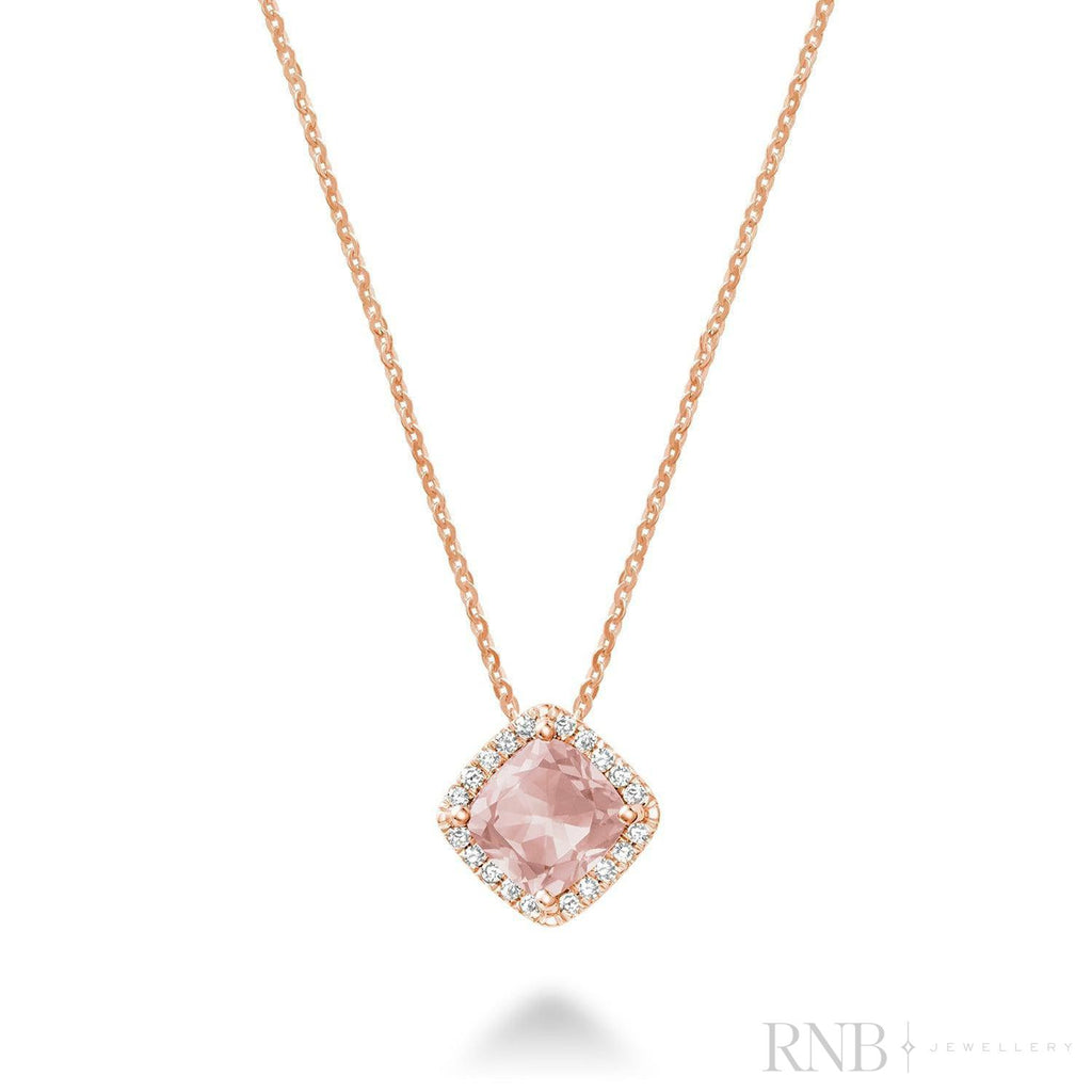 Morganite & Diamond Pendant - Pendentif en Diamant & Morganite-RNB Jewellery