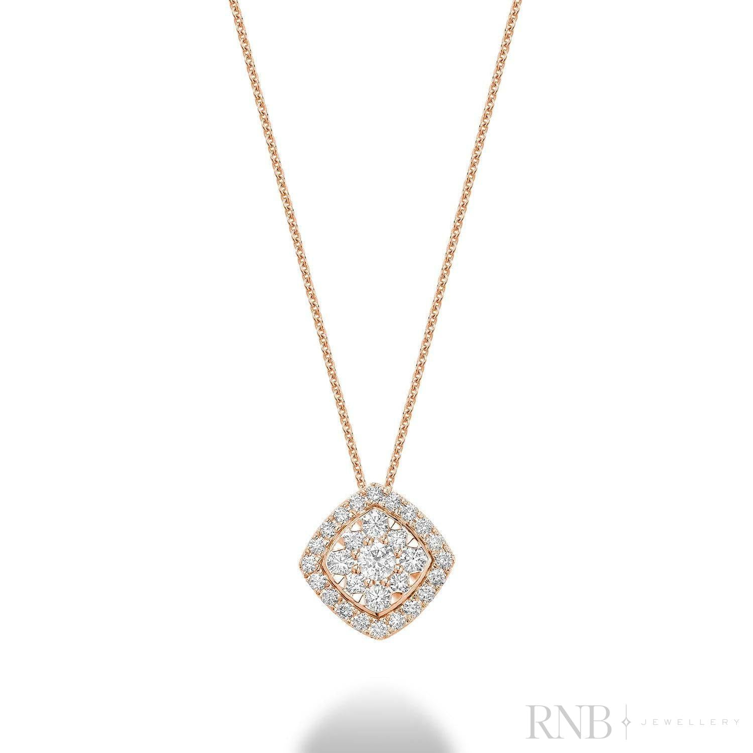 Cushion Shape Pave Halo Diamond Pendant-RNB Jewellery