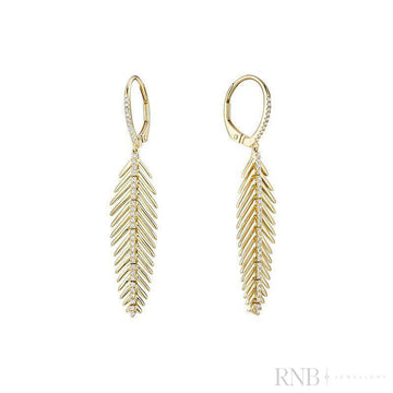 Leaf Dangle Diamond Earrings-RNB Jewellery