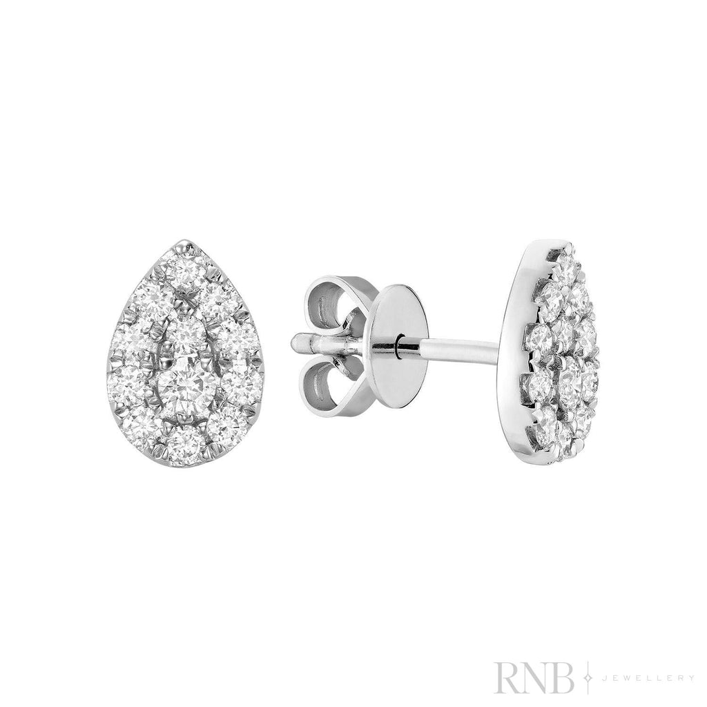 Pear Shape Diamond Stud Earrings-RNB Jewellery
